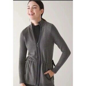 NWT WHITE HOUSE BLACK MARKET Women's Cardigan SWEATER Zip Jacket GRAY W/Black XS